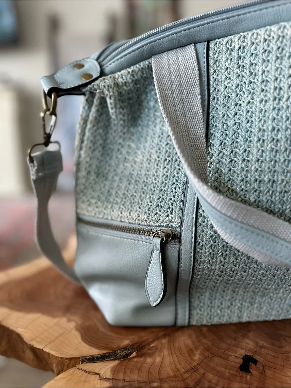 Jen & Co Light Blue Woven Tote Bag - Women